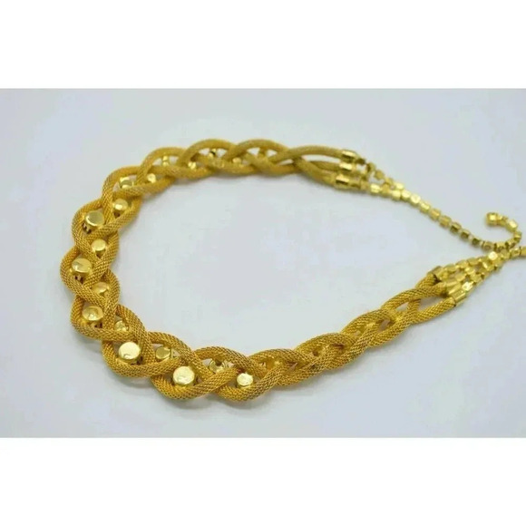 Jewels By Le Dor Clear Rhinestone Gold Tone Metal Mesh 1950s Demi Parure Jewelry - Picture 11 of 12